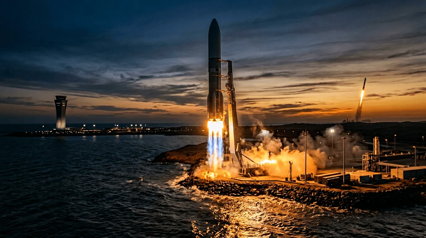 صورة توضيحية لصاروخ Starship التابع لشركة SpaceX في منصة الإطلاق التجاري