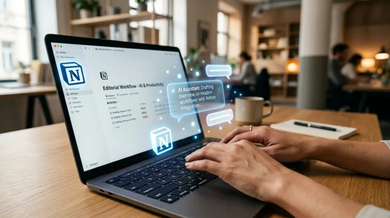 واجهة Notion في 2026 مع أدوات الذكاء الاصطناعي والإنتاجية